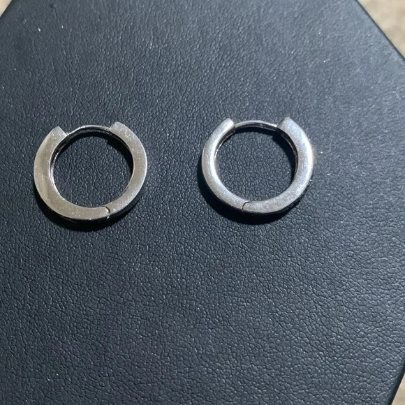 Huggie Earrings with Rhinestones-Sterling Silver - Picture 2 of 5